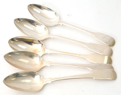 Lot 17 - A group of five Georgian fiddle pattern...