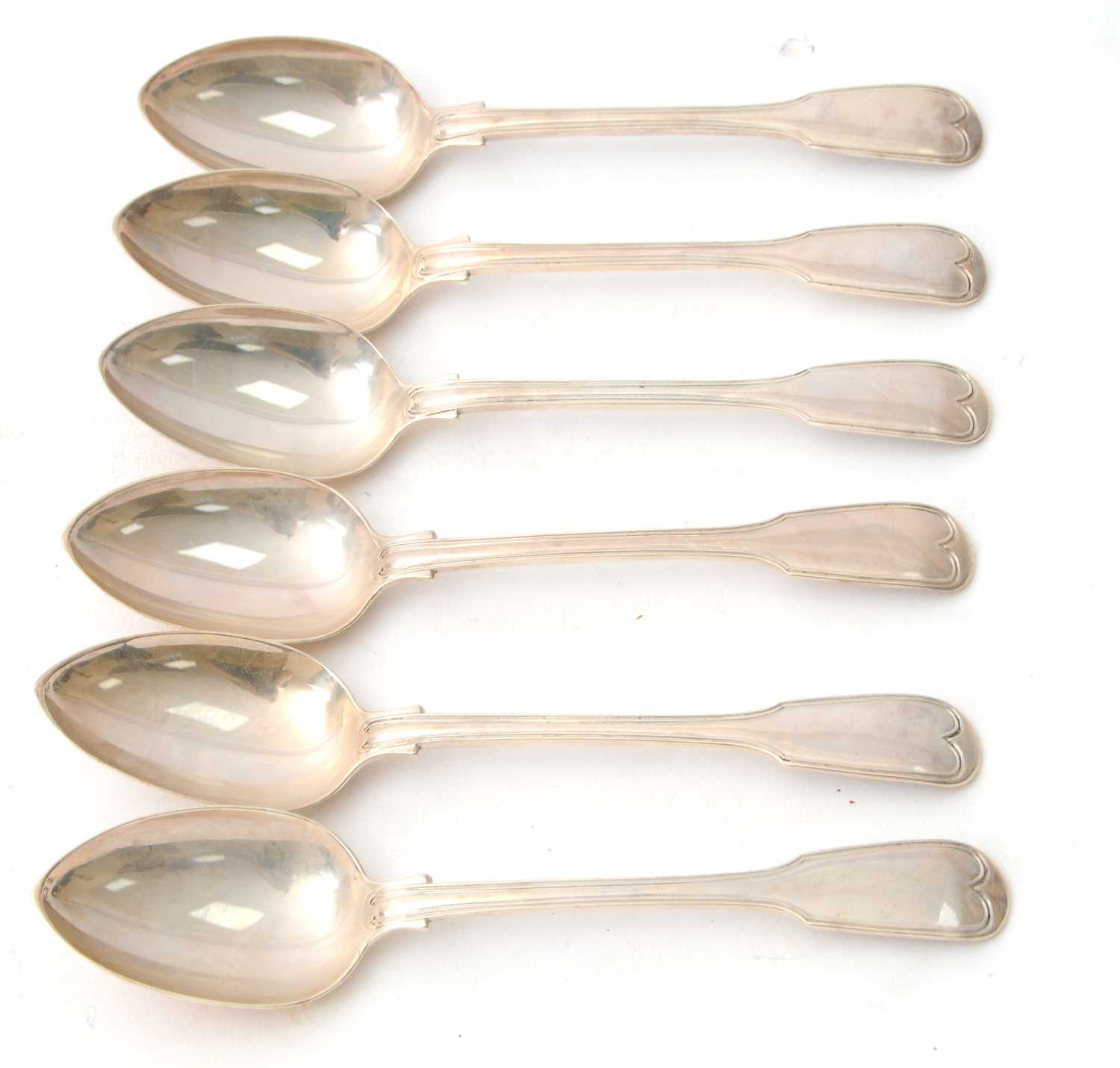 Lot 19 - A set of six Victorian fiddle and thread...