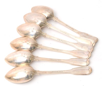 Lot 19 - A set of six Victorian fiddle and thread...