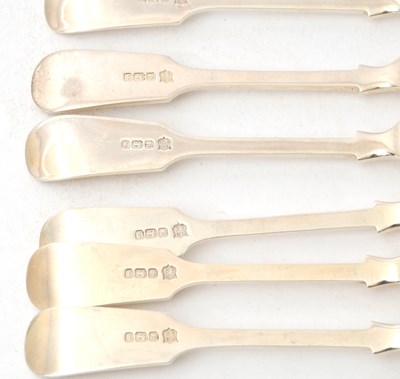 Lot 20 - A set of six George V silver fiddle pattern...