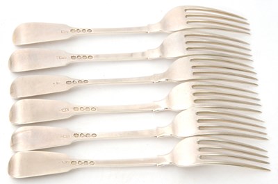 Lot 23 - A set of six William IV silver fiddle pattern...