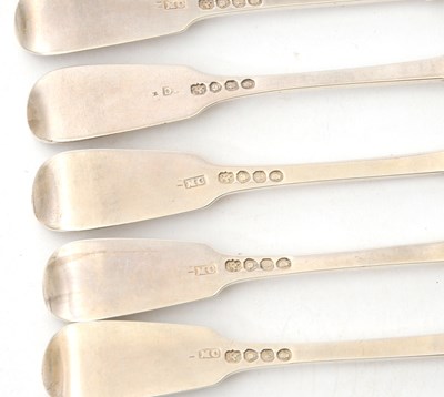 Lot 23 - A set of six William IV silver fiddle pattern...