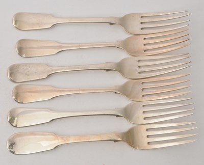 Lot 26 - A group of six Georgian fiddle pattern table...
