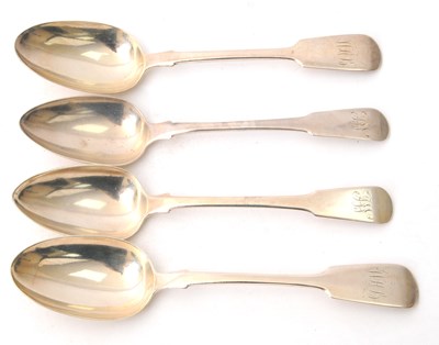 Lot 36 - A group of four silver fiddle pattern serving...