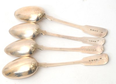 Lot 36 - A group of four silver fiddle pattern serving...