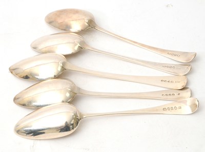 Lot 38 - A group of five Georgian silver serving spoons...