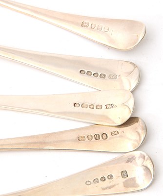 Lot 39 - A group of five Georgian silver serving spoons...