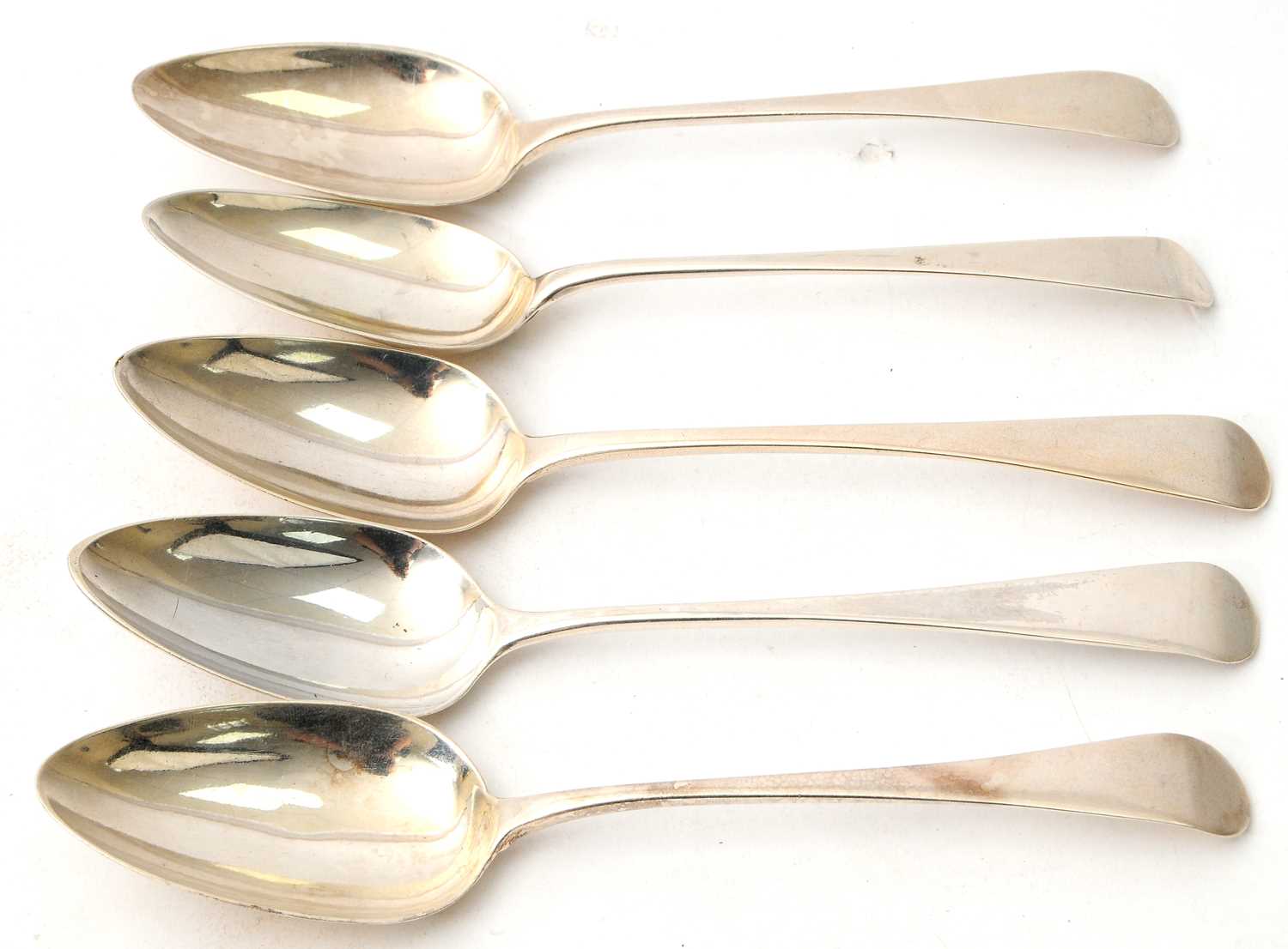 Lot 40 - A group of five George III silver servng...