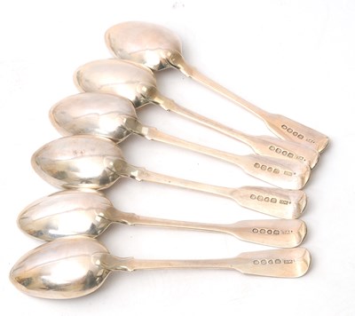 Lot 41 - A set of six George IV silver fiddle pattern...
