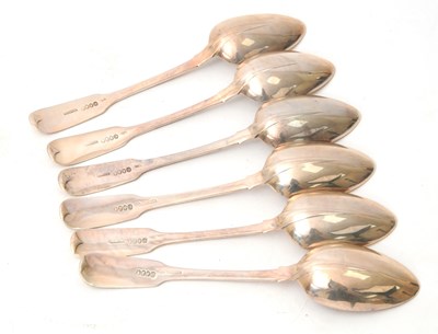 Lot 42 - A set of six Irish silver fiddle pattern...