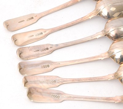 Lot 42 - A set of six Irish silver fiddle pattern...