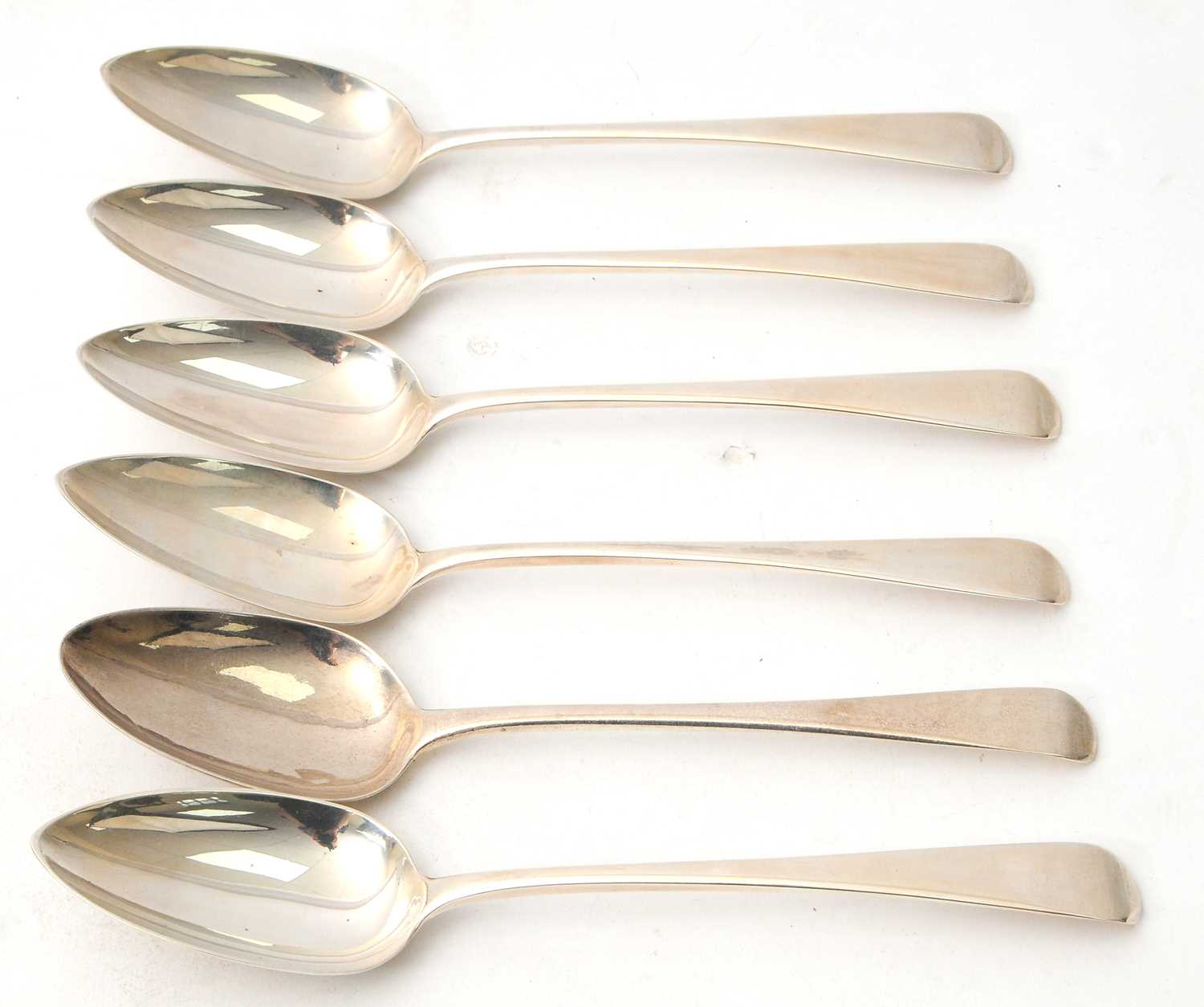 Lot 43 - A set of six George III silver serving spoons,...