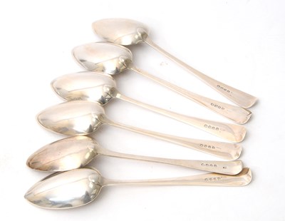Lot 43 - A set of six George III silver serving spoons,...