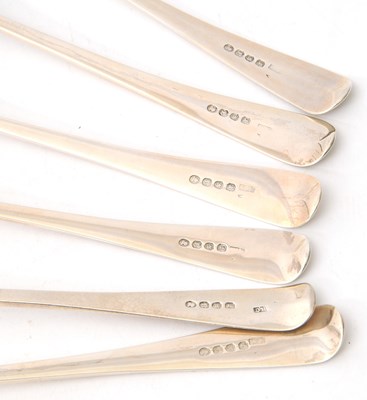 Lot 43 - A set of six George III silver serving spoons,...