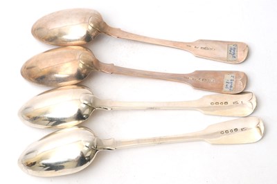 Lot 45 - A group of four silver fiddle pattern serving...