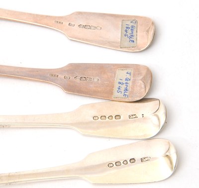 Lot 45 - A group of four silver fiddle pattern serving...