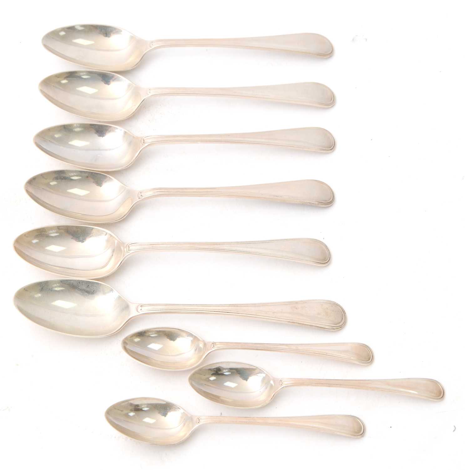 Lot 48 - A group of six silver Old English thread...