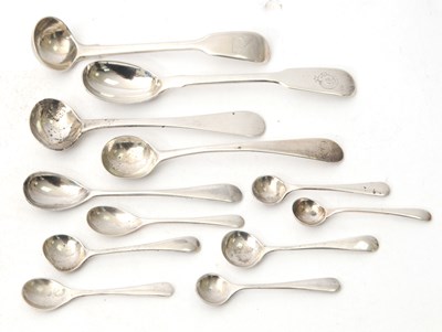 Lot 51 - Mixed Lot: Five long handled mustard spoons...