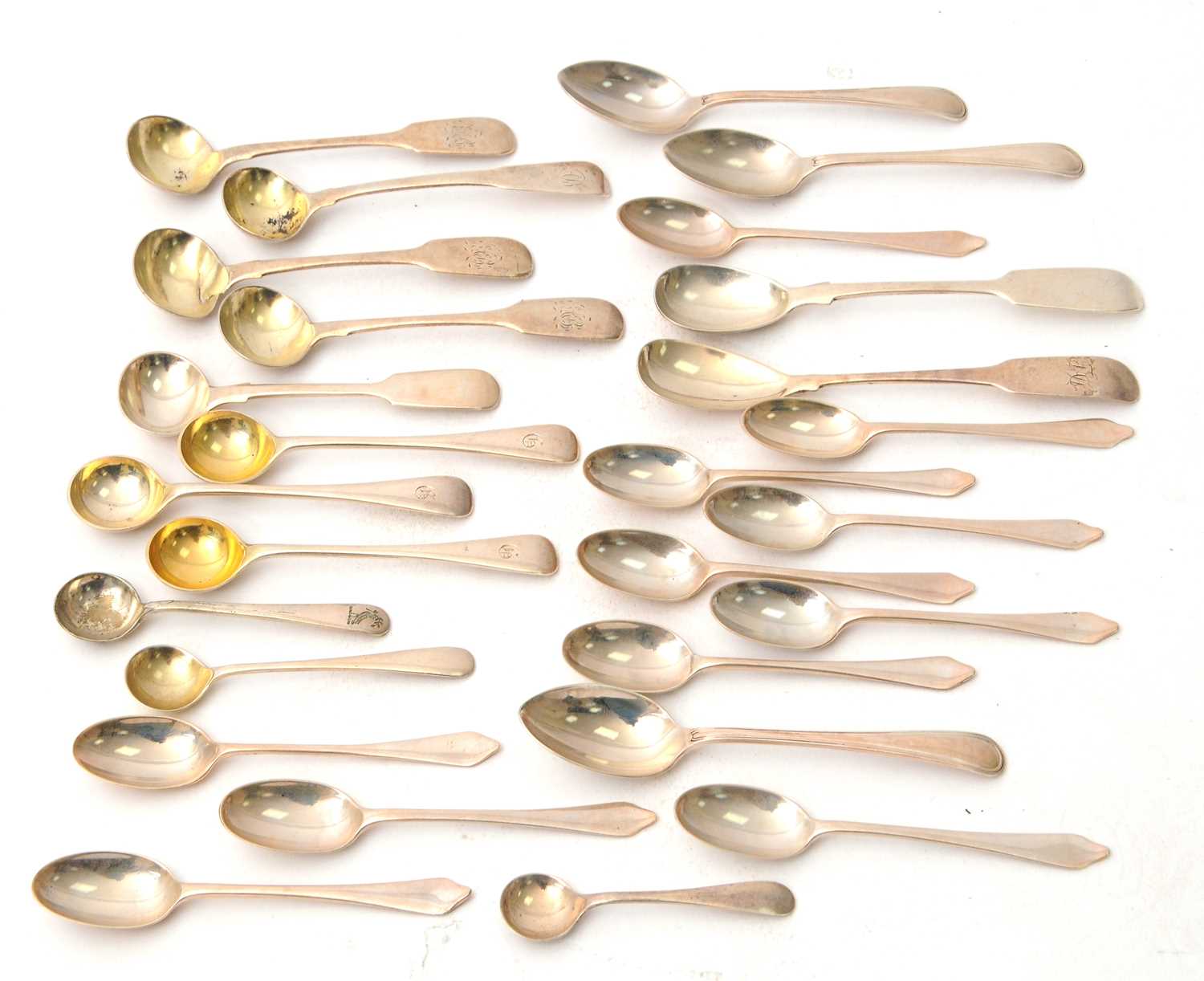 Lot 52 - Mixed Lot: Four silver teaspoons, two fiddle...