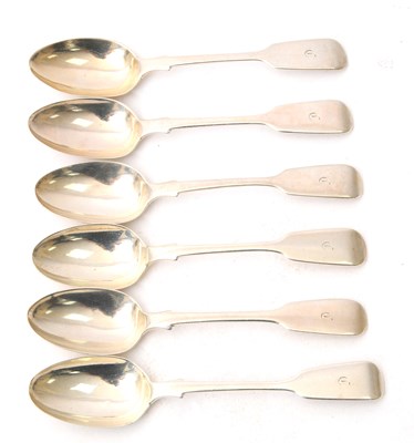 Lot 54 - Set of six Victorian silver fiddle pattern...