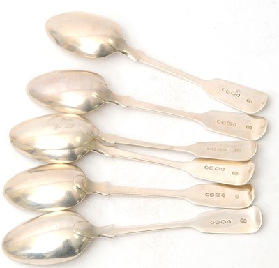 Lot 54 - Set of six Victorian silver fiddle pattern...