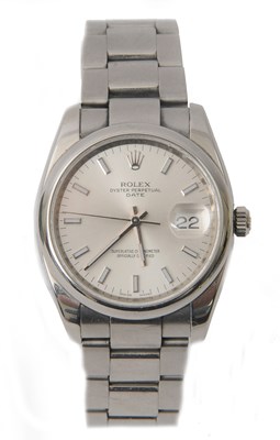 Lot 371 - A Rolex Oyster perpetual date stainless steel...