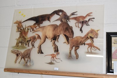 Lot 28 - A perspex panel decorated with dinosaurs