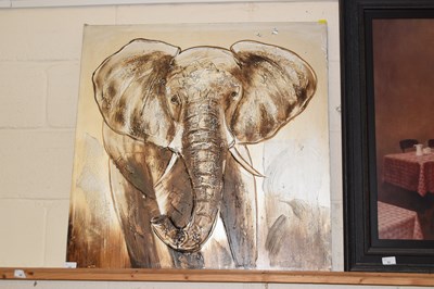 Lot 30 - A large modern canvas picture of an elephant