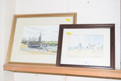 Lot 34 - Derek Cook, study of Paston Mill, watercolour...
