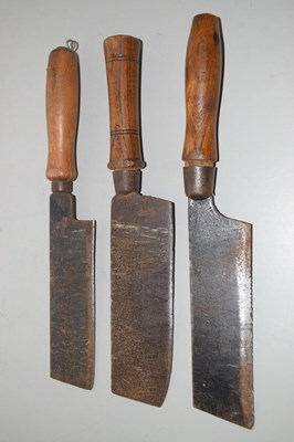 Lot 76 - Three vintage wooden handled cleavers