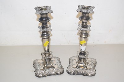 Lot 87 - Pair of silver plated candlesticks