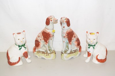 Lot 88 - A pair of Staffordshire style model cats and a...