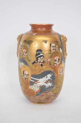 Lot 15 - Japanese Satsuma vase, the ovoid body...