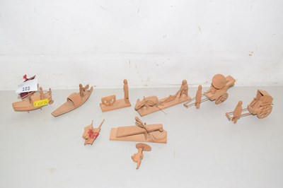 Lot 103 - A collection of miniature Chinese wooden...