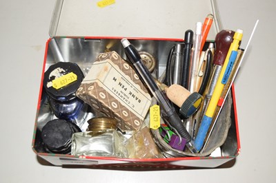 Lot 108 - Box of various pens, ink etc
