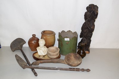Lot 198 - Mixed Lot: Carved hardwood figure, wooden...