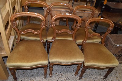 Lot 252 - A set of six Victorian walnut balloon back...