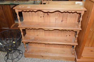 Lot 285 - Pine wall shelf with turned supports
