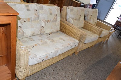 Lot 287 - A modern wicker work three piece conservatory...