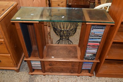 Lot 291 - A burr wood veneered CD and hi-fi stand