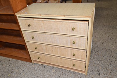 Lot 293 - Vintage wicker and bamboo four drawer chest in...