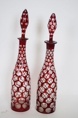 Lot 50 - Pair of decanters with tear drop stoppers in...
