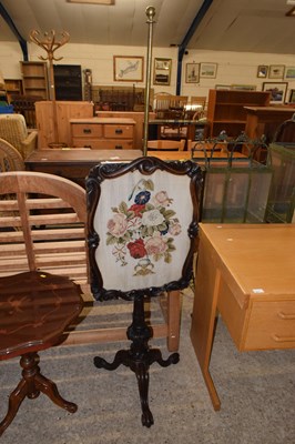 Lot 316 - Victorian pole screen decorated with a...