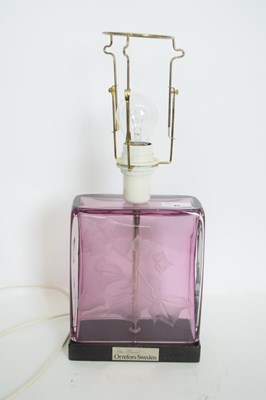 Lot 46 - An Orrefors table lamp of rectangular section...