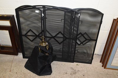 Lot 322 - A spark guard and fire tool set
