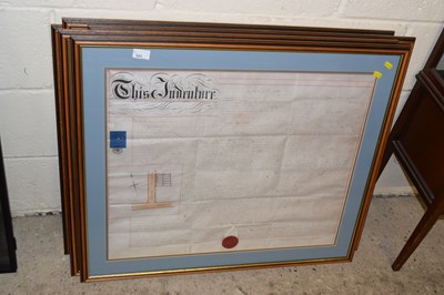 Lot 323 - Group of five framed antique indentures