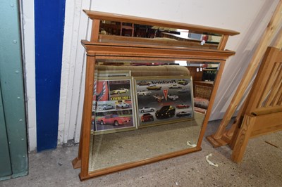 Lot 326 - Two 20th Century oak framed over mantel mirrors