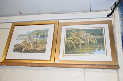 Lot 211 - Stephen Gayford two coloured prints Leopards...