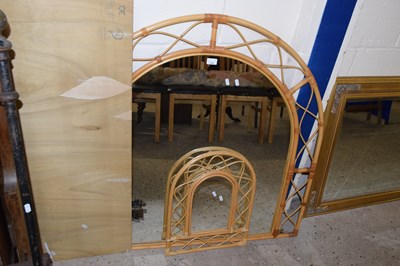 Lot 229 - A large bamboo framed overmantel mirror and...