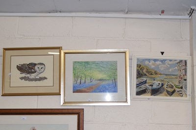 Lot 233 - Oil on board study of moored boats, study of...